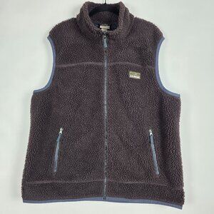 LL Bean Mountain Pile Fleece Mens 2XL Sleeveless Brown Full Zip Vest